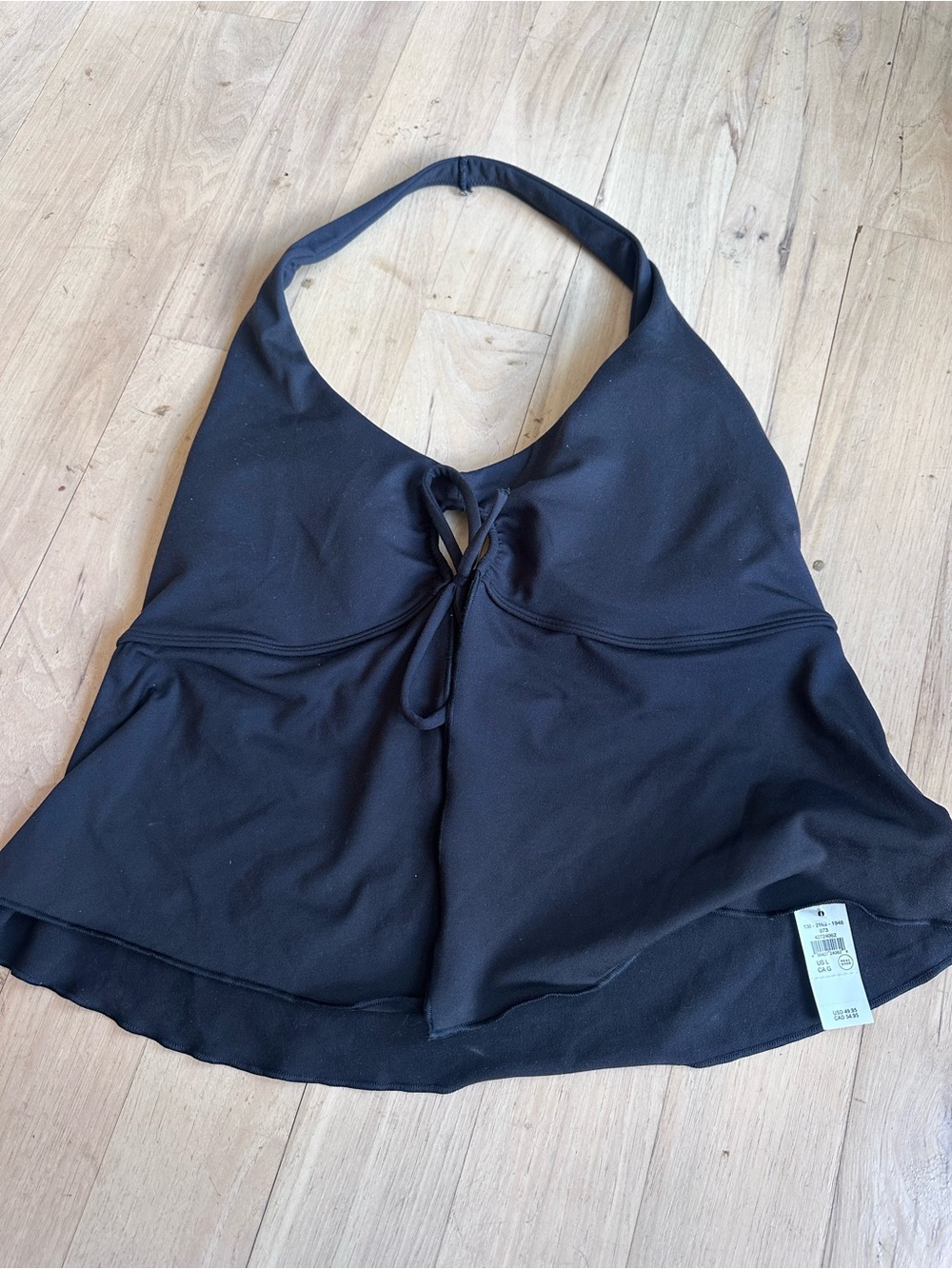 Athletic Black Halter Tank Top with Front Tie